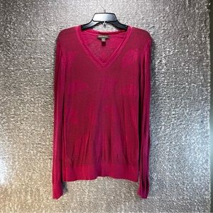 Tommy Bahama Pink Mesh V-neck Long Sleeve Shirt size Medium Cotton Viscose